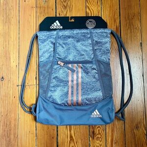 NWT - Adidas Grey & Pink Drawstring Backpack
